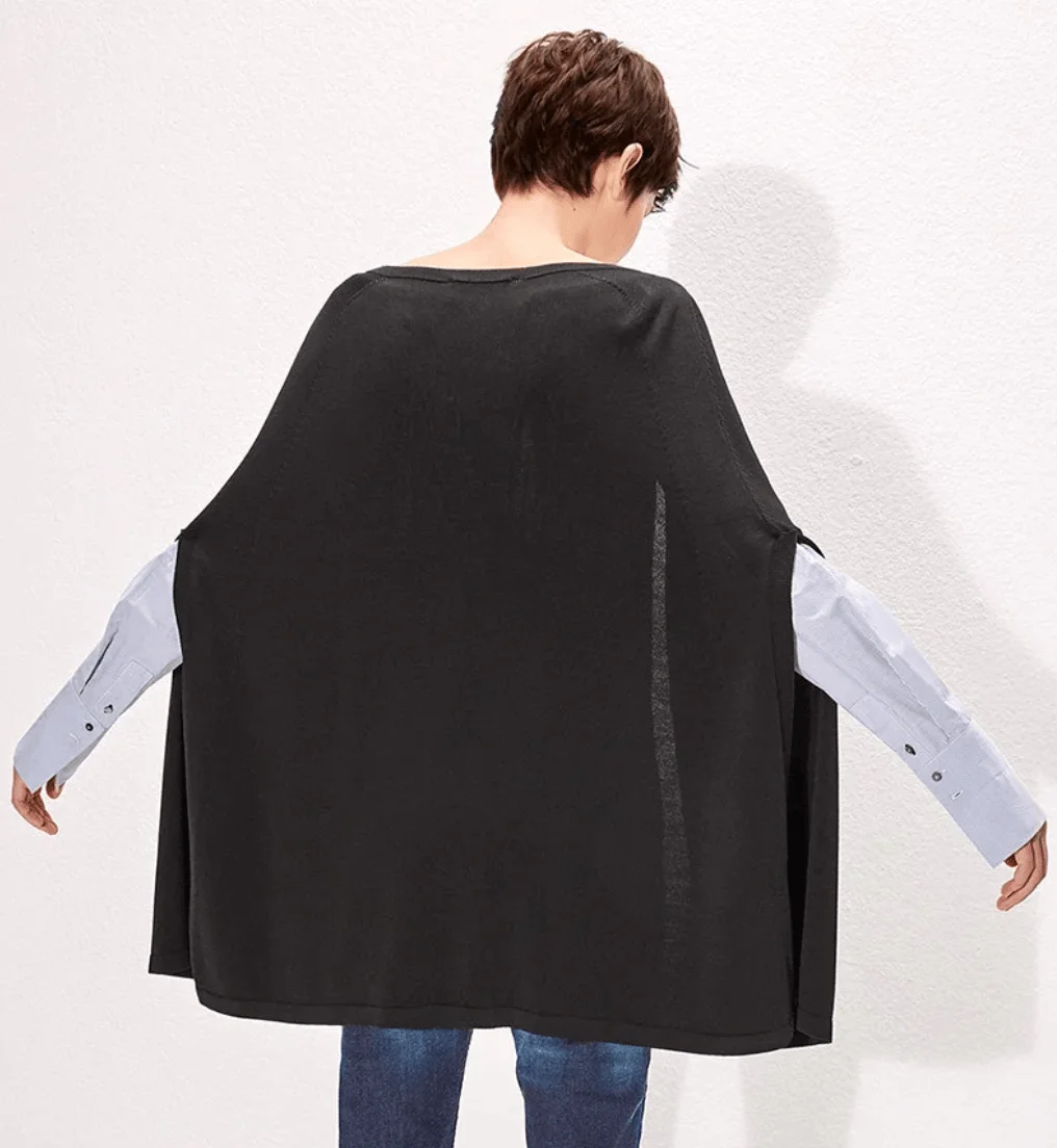 

New Women's ort oulder Coat Bla Design Sense Outerwear Svel Sweater Match Open Cardigan Street Sle Polyester Fiber