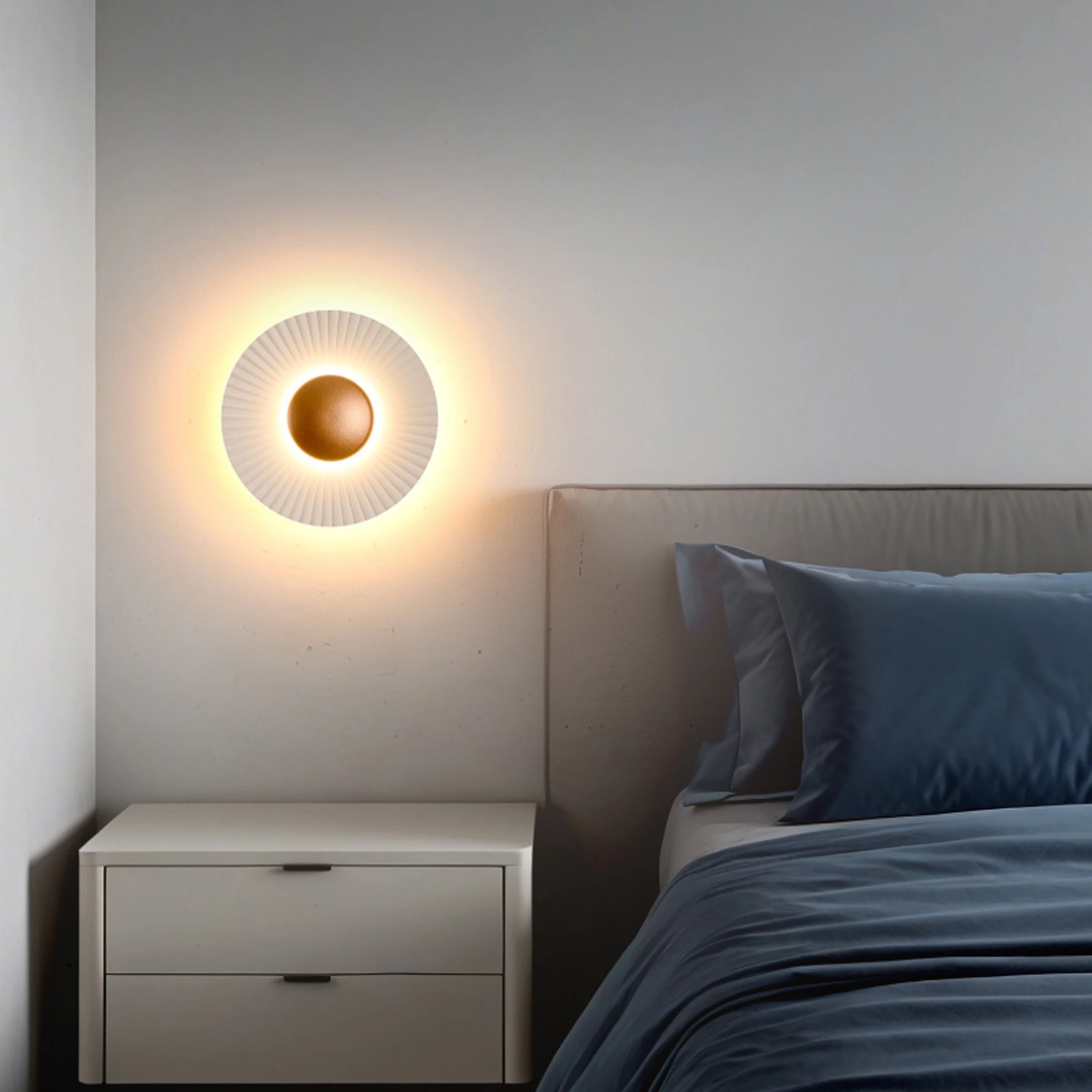 Modern Aluminum Wall Light Living Room Bedroom Hallway LED Wall Lamp Disc Shaped Creative Wall Sconce Home Decor Lighting