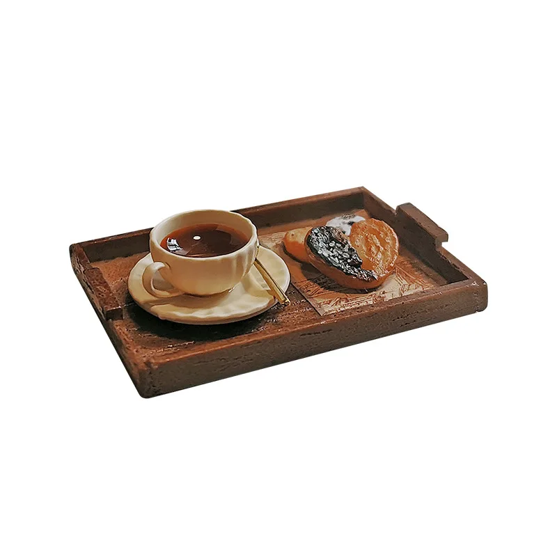 1:12 Afternoon Tea Scene Miniature Models Toy Figurines Ob11 Doll House Accessories Simulation Coffee Butter Cake Decoration