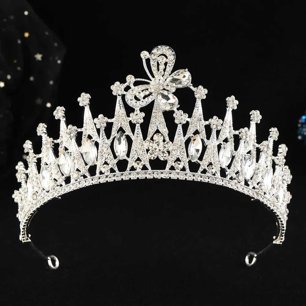 KMVEXO 9 Color Luxury Baroque Crystal Butterfly Girls Bridal Wedding Tiara Crown Bride Queen Headbands Hair Jewelry Accessories
