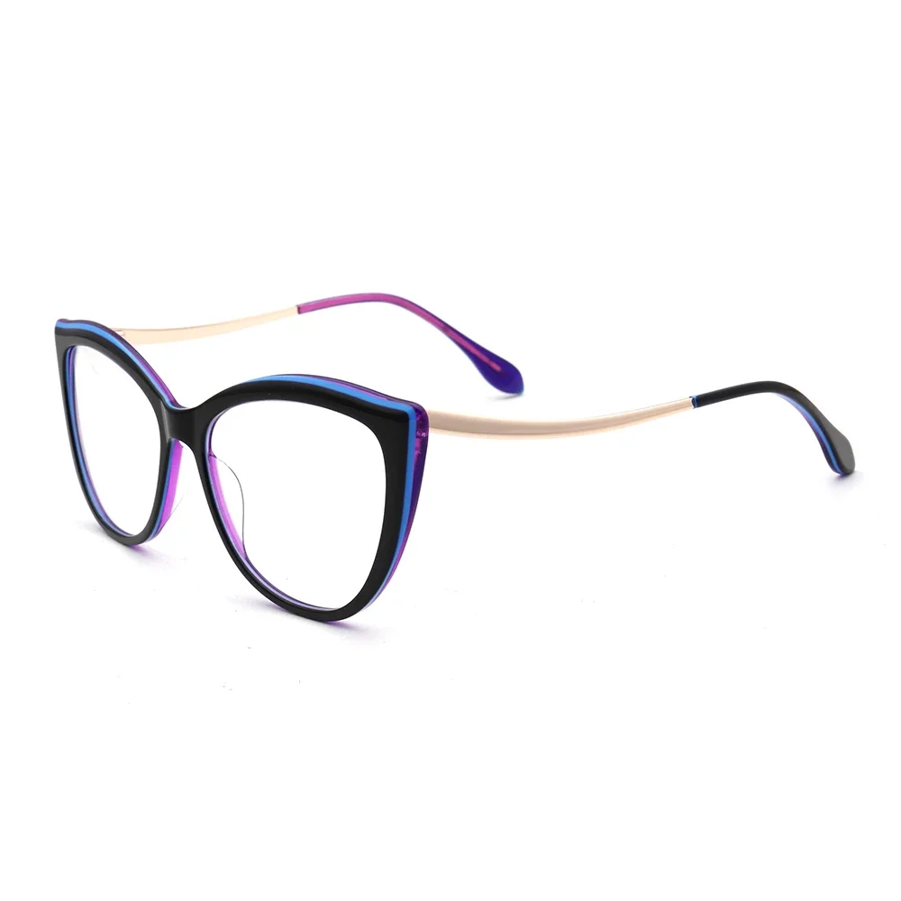 Women Cat Eye Glasses Optical Acetate Eyeglass Frame for Women Retro Eyeglasses Frame Purple Pink Green Red Prescription Eyewear