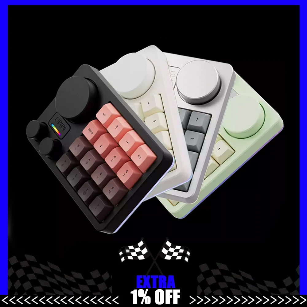 

MMD KM16Pro Keypad Aluminum Alloy Three Mode Wireless Bluetooth Mechanical Keyboard Three Knobs Customize PS GamingOffice Gift