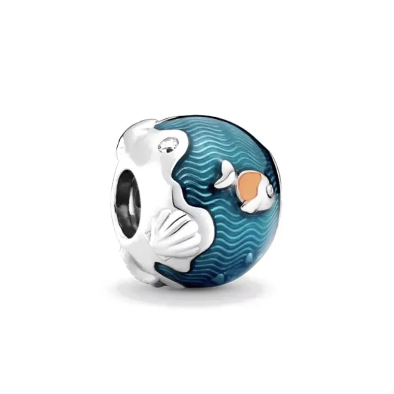 Abalorio Original Chapado en plata 925 para pulsera Pandora, colgante de Animal, Tortuga, estrella de mar, con cuentas de pescado, regalo de joyería para mujer