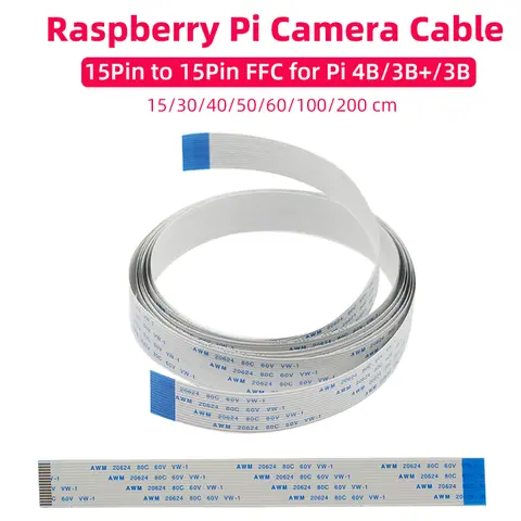 2M 1M 60/50/40/30/15CM Raspberry Pi Camera Cable Ribbon FFC Pitch Flat Wire for Raspberry Pi 4 Model B 3B+ CSI Camera Module