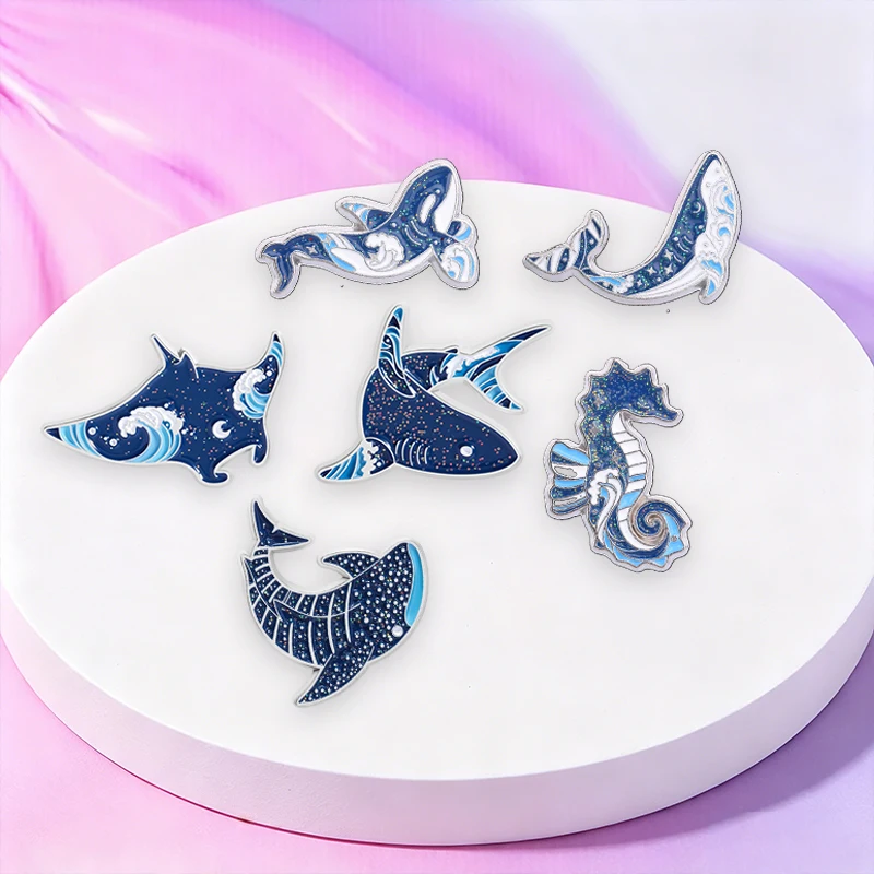 4-7-teiliges Set Anime-Spiel Pixel-Art Katzen-Emaille-Pins, Niedliche Comic-Katzen, Elfen, Zauberer, Funkelnde Meereskreaturen, Dackel-Broschen, Schmuck-Abzeichen – Detail 3