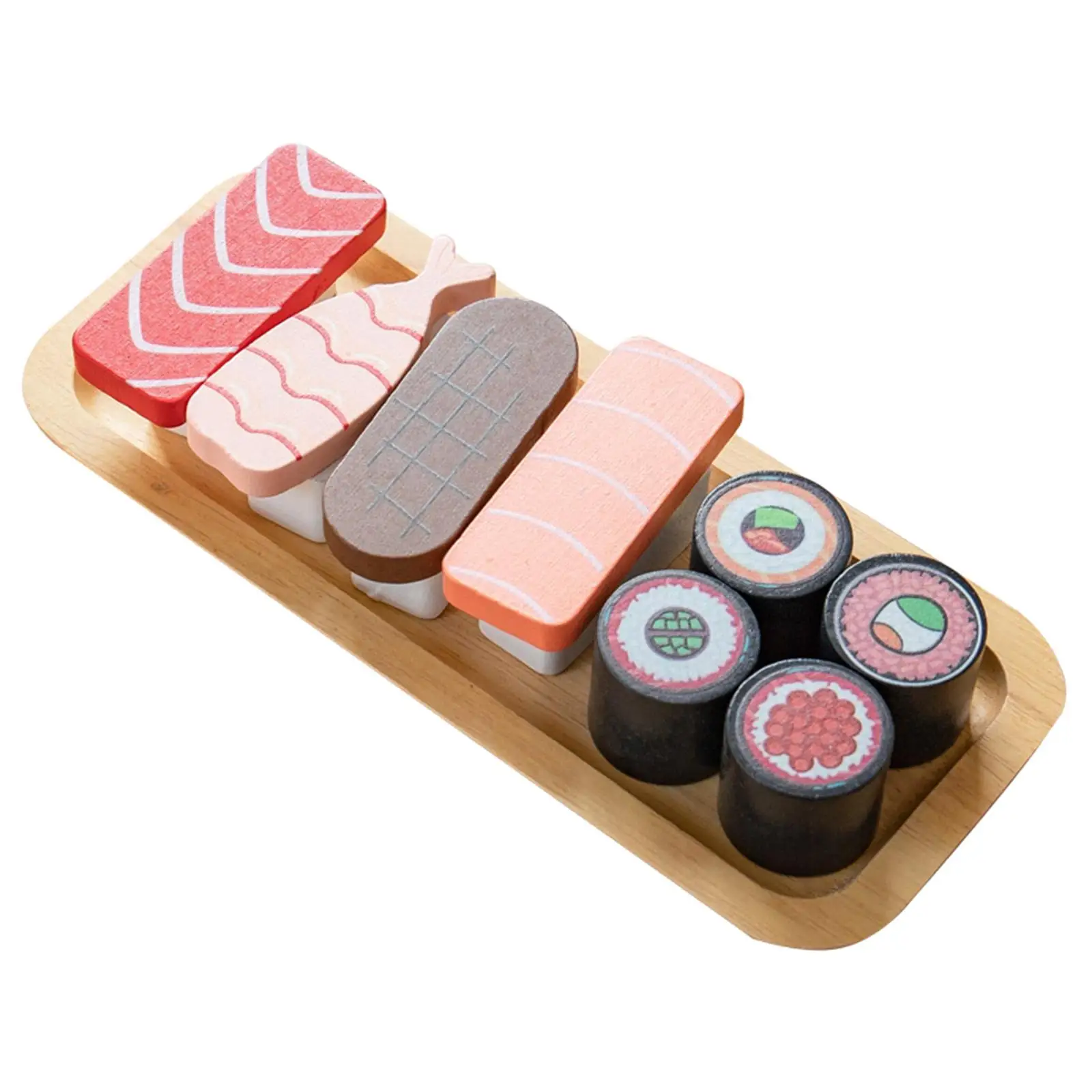 Juego de comida para sushi, juguete de aprendizaje, percepción de color clásica, juego de sushi de madera, juego de comida para rebanar sushi para niñas y niños de 3 años o más