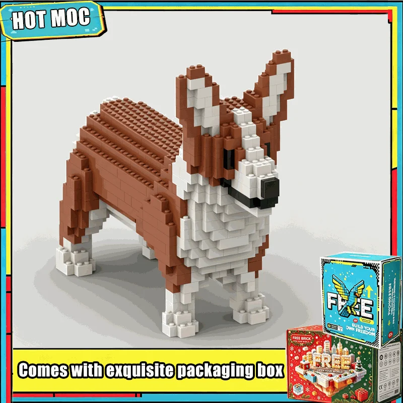 NEW 621 PCS MOC Cute Corgi Dog Puppy Pet Model Building Blocks Custom Puzzle DIY Assembly Educational Creative Home Decoration