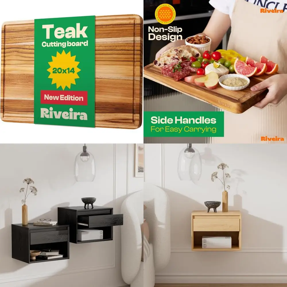 

Gourmet Teak Grandeur: 20 x 14 Large Natural Wooden Cutting Board for Kitchen - Durable Teak Wood Chopping Surface