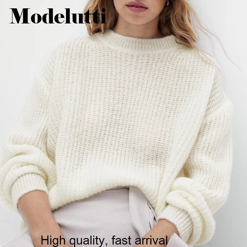 

Spring 2023 New Autumn Soft Counter Needle Knit Sweater Pullovers Fashion Solid Color Simple Women Casual Top Female