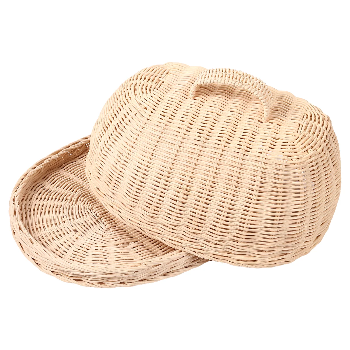 

New Rattan Storage Tray with Cover,Hand-Woven Wicker Baskets,Bread Fruit Food Breakfast Display Box,for Food, Fruit,Cake,Etc