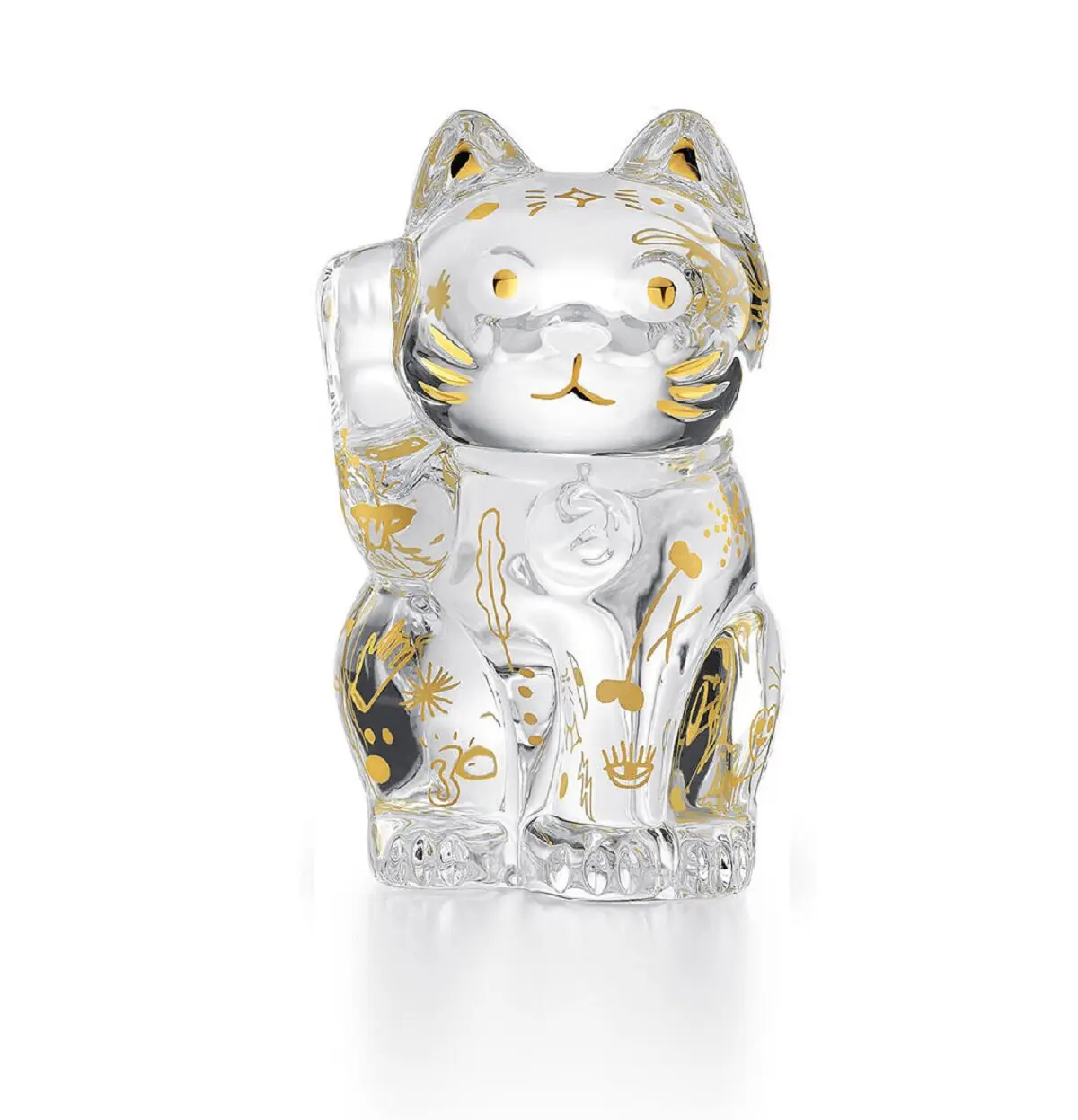 Gold-plated crystal lucky cat ornament, gifts