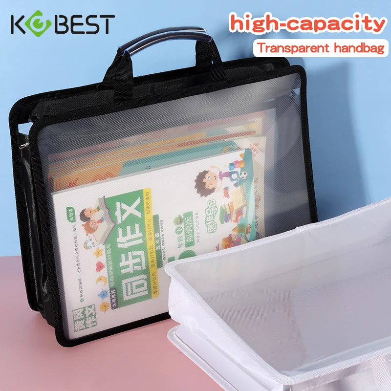 Transparent A4 Handbag Six Colors Large Capacity Waterproof Documents Students Business Portable Bag