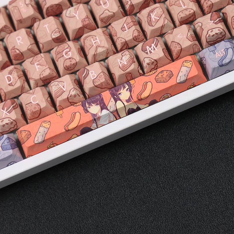 Imagem -02 - Conjunto Pbt Lados Teclas de Sublimação de Tinta Bidimensional dos Desenhos Animados Anime Tampas Chave Cereja Perfil Keycap para Sakurajima Mai 1