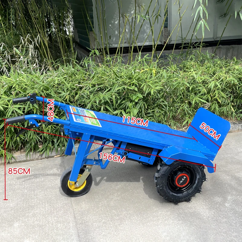 Electric Four-Wheel Durable Metal Platform Transport Cart For Industrial Home Farm Construction Site Use Electric Hand Cart