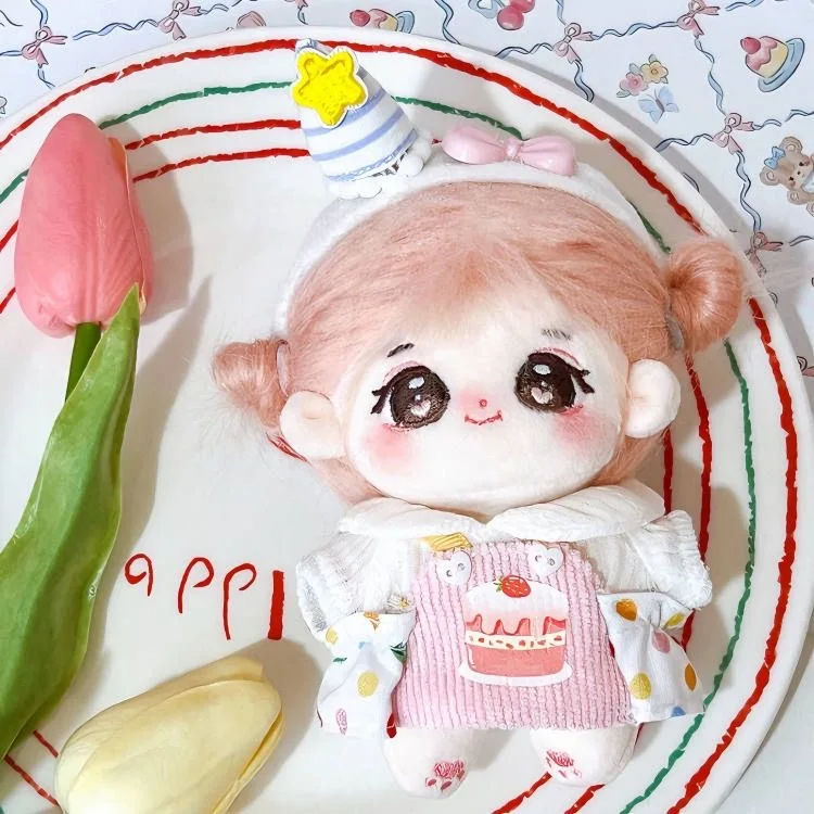 

Doll Clothes for 10cm Cotton Plush Toys Accessories Birthday Cake Dress Up Outfit With Headband Girls Gifts