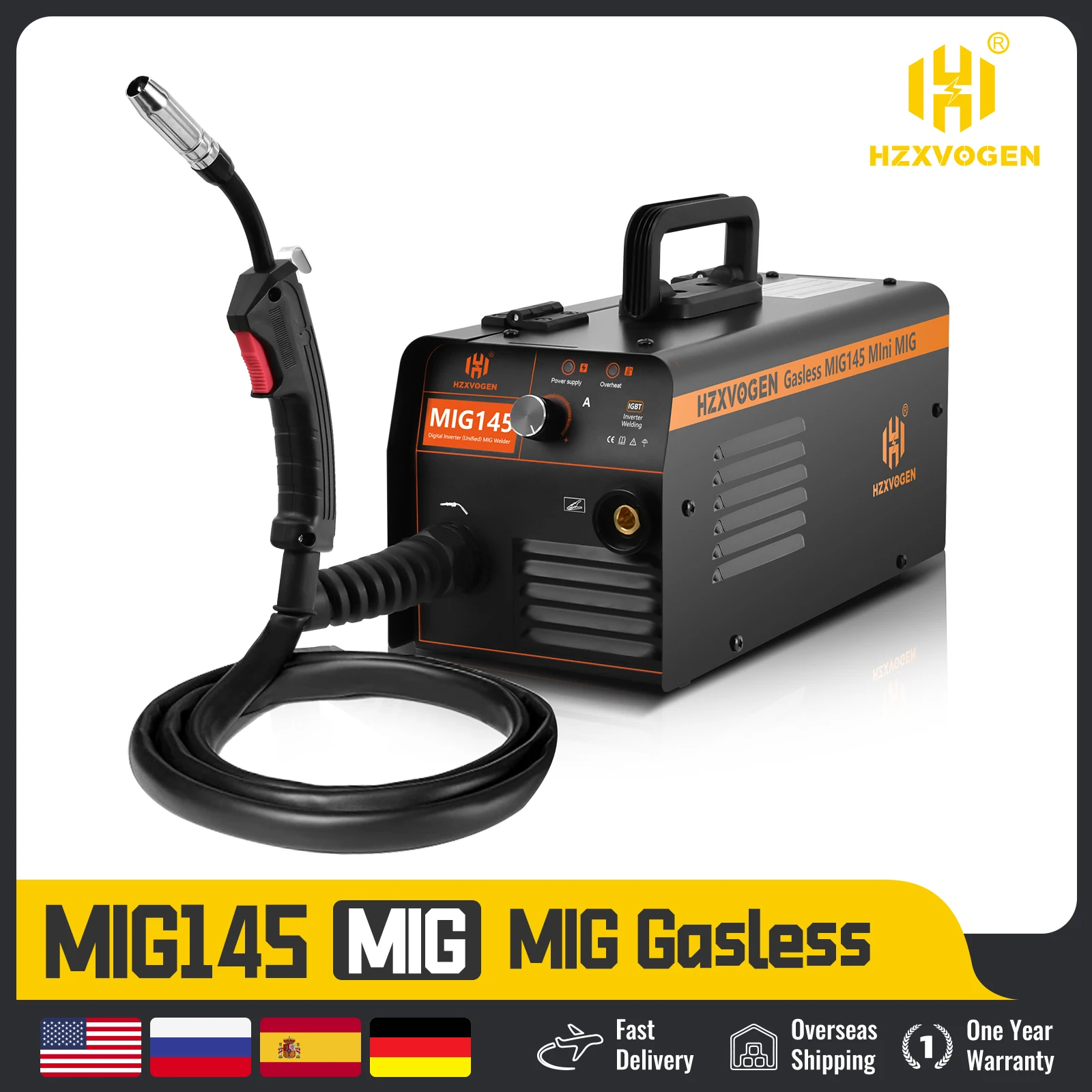 HZXVOGEN MIG Gasless Welding Machine Semi-automatic MIG145 Flux MIG Welding