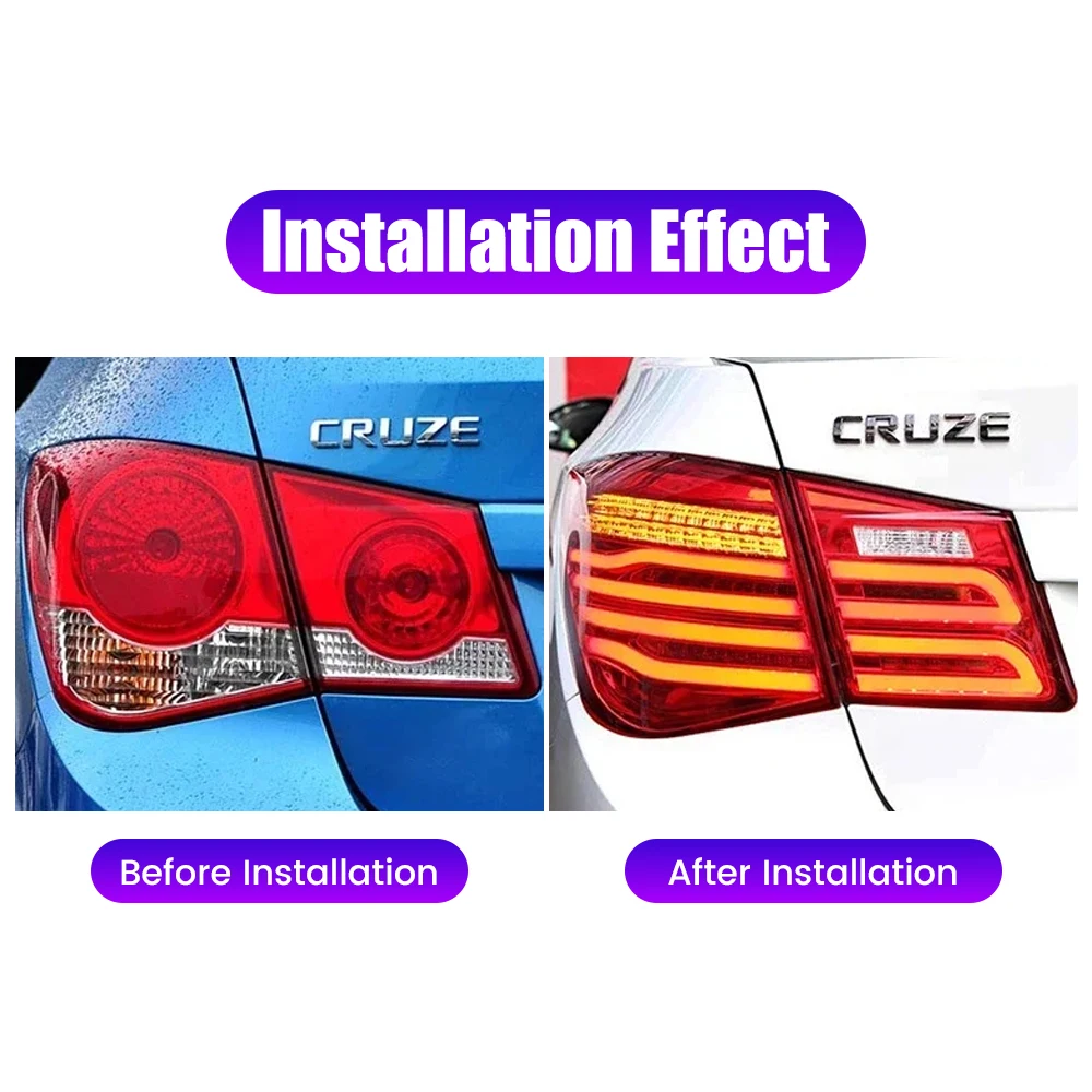 Pair Of Car Tail Light Assembly For Chevrolet Cruze 2009-2014 LED DRL Brake Light Flowing Water Flicker Tail Lamps Taillights
