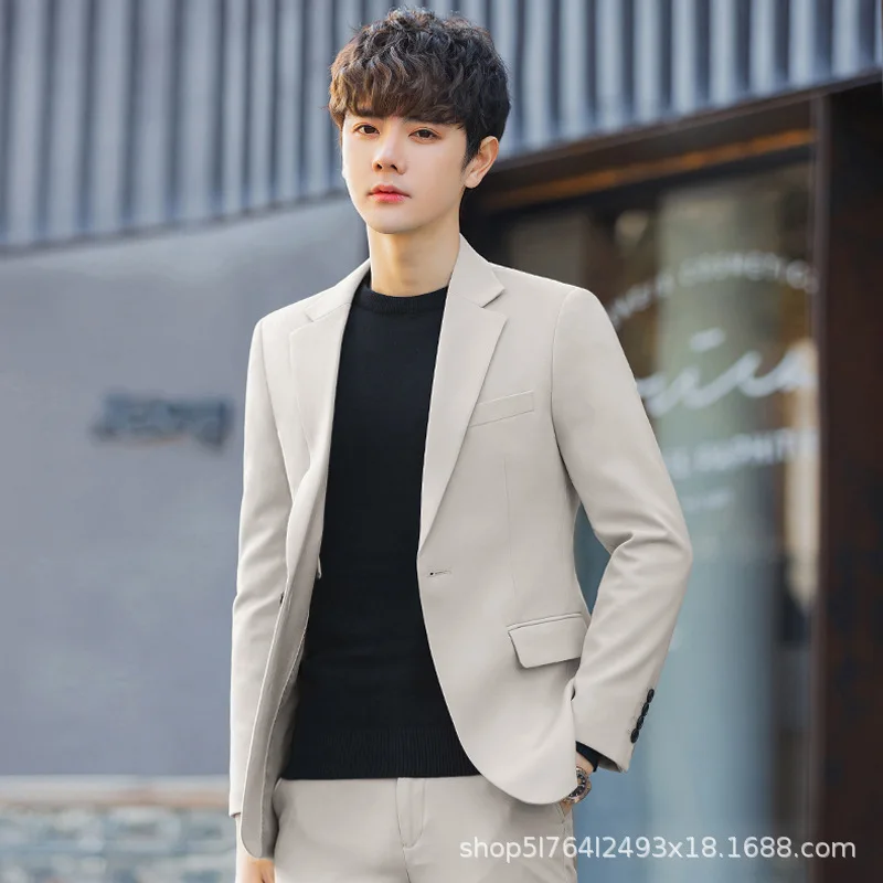 1-A175   Solid Color Suit suit Spring Yipi Handsome Casual Small Suit Jacket Men's Korean Style Full Wedding Jacket