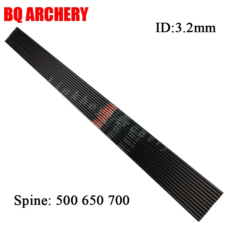 

12pcs Pure Carbon Arrows Shaft ID3.2mm Spine500 - 900 for Compound Recurve Crossbow Bow Hunting Shooting