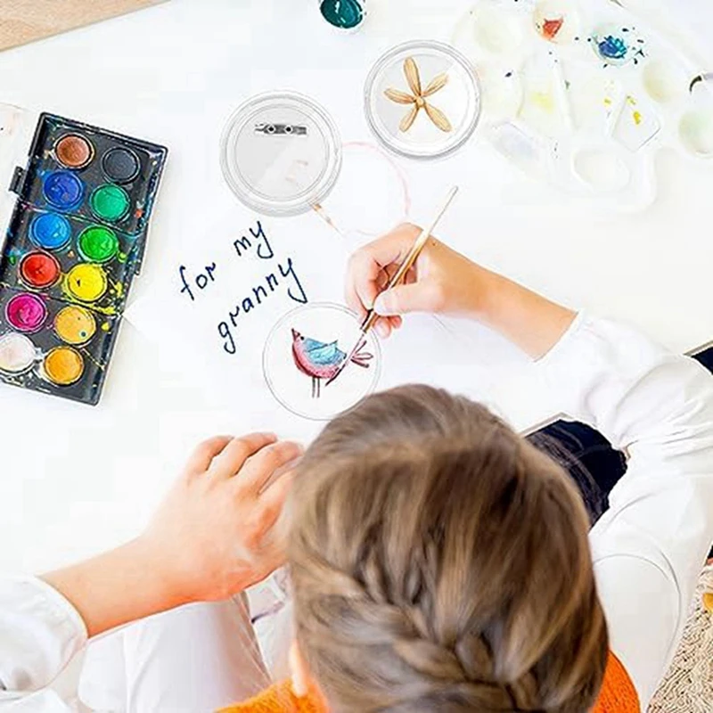 Set Of 30Acrylic Button Pins,Button Pins Make Your Own Button Picture Designs Button Badges For DIY Crafts