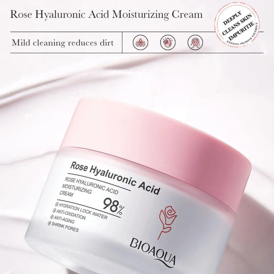 

Rose Cream Hyaluronic Acid Nourishing Improve Dryness Face Lotion Moisturizing Repairing Smooth Cream Skin Care