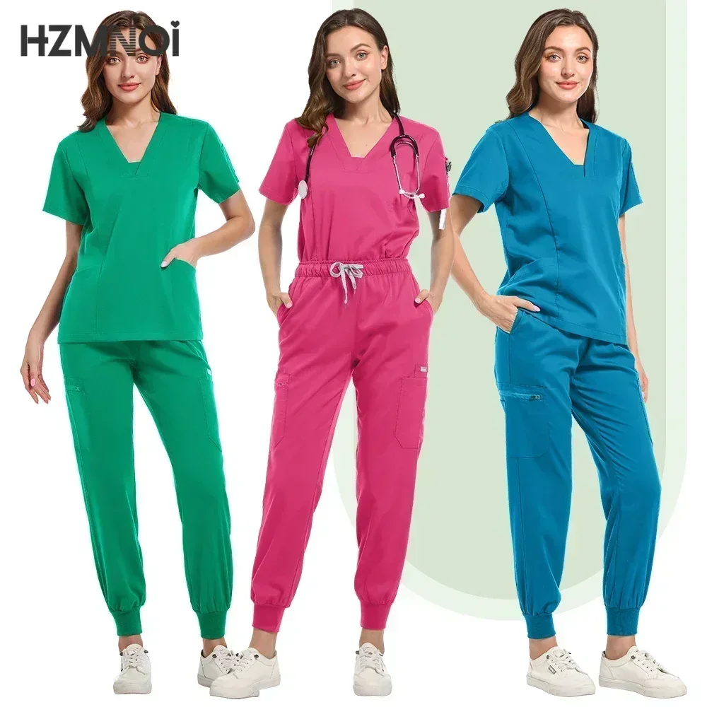 New Multicolour Pharmacy Beauty Spa Uniforms Nurse Scrubs Set Dentist Surgical Medical Uniforms Elestic Women Joggers Suit