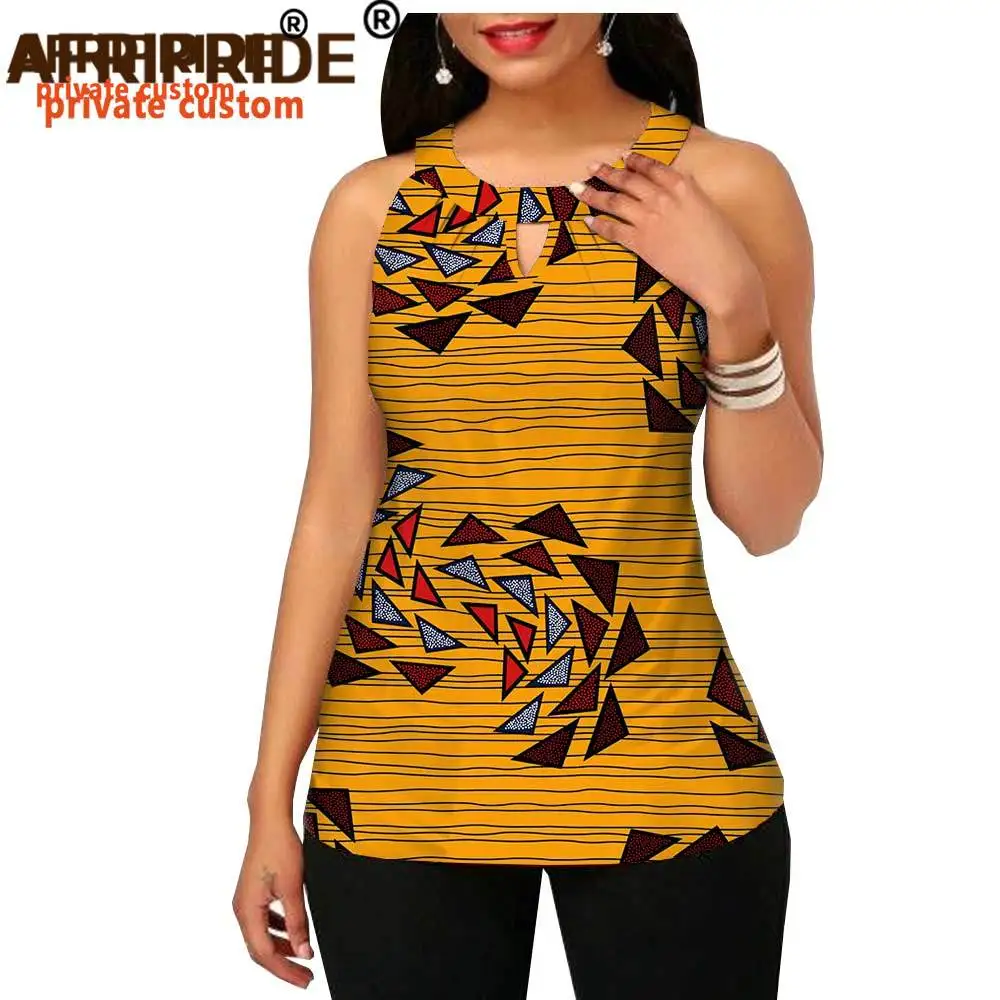 2024 Spring&summer African Wax Print Tank Top for Women AFRIPRIDE Tailor Made Sleeveless O-neck Women Casual Tank Top A1922001