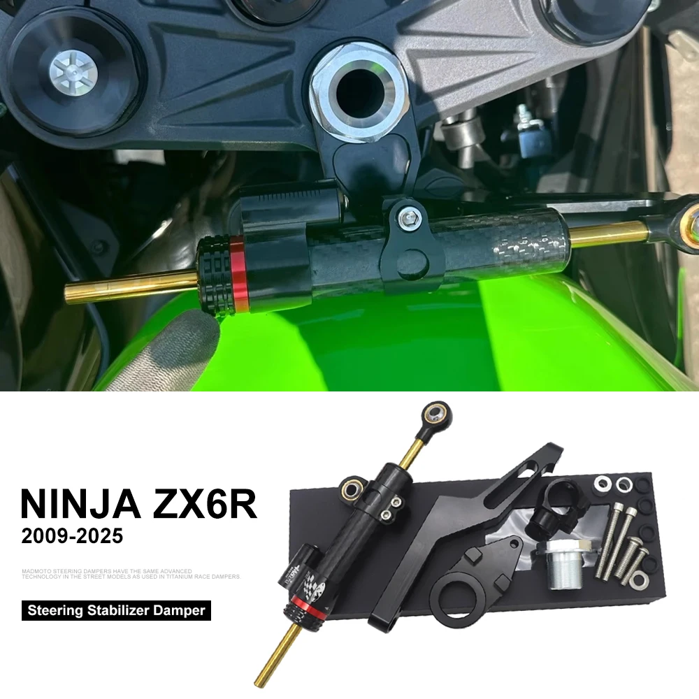 

ZX-6R Motorcycle CNC Adjustable Steering Damper with bracket Support For Kawasaki ZX6R 2009 - 2025 2021 Damper Bracket Mount Kit