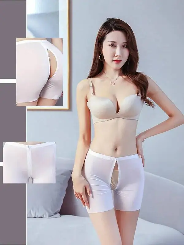 Short Leggings Medium Waist Large Flat Pants Women's Light Proof Ice Breathable Open File Zipper Free Shorts Casual Free TQKF