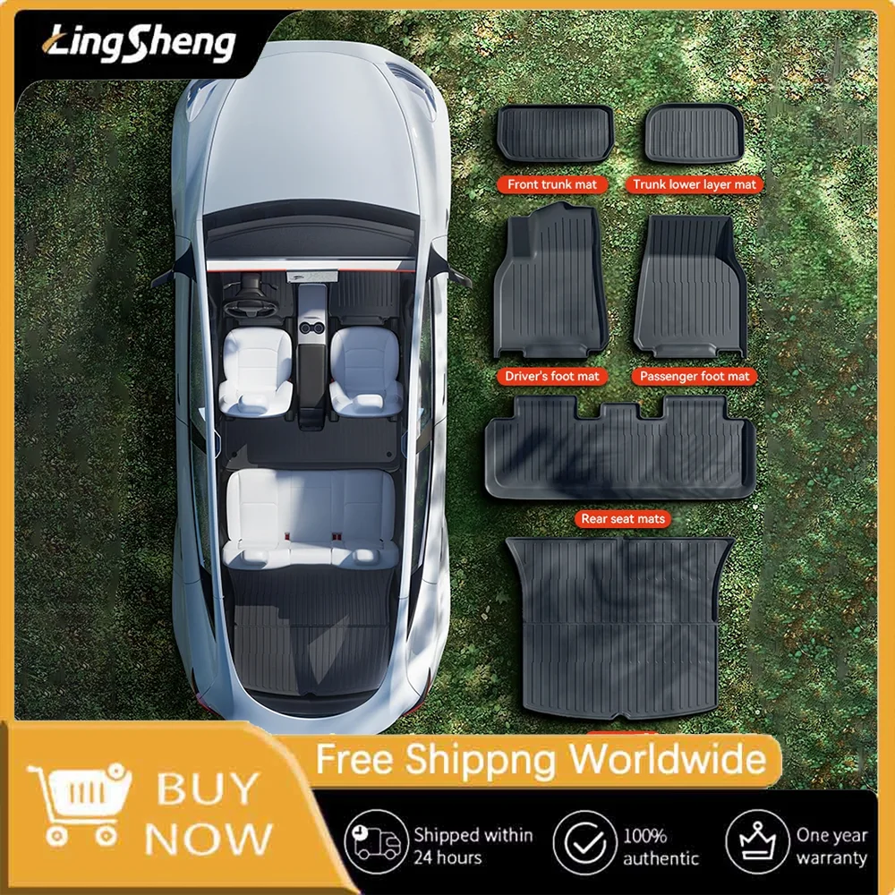 

Автомобильные коврики TPE для Tesla Model 3 Y Highland Juniper 2019–202 гг., комплект ковриков для багажа, водонепроницаемый противоскользящий коврик для багажника Four Seasons