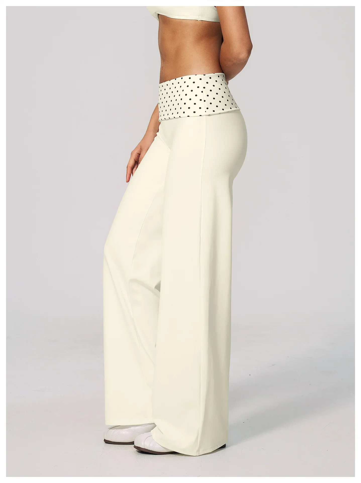 Damen-Yoga-Hose mit weitem Bein, atmungsaktiv, für Sport und Fitness, Schlaghose, hohe Taille, gestreifte Yoga-Hose, gepunktete Trainingshose, ausgestellte Hose – Detail 5