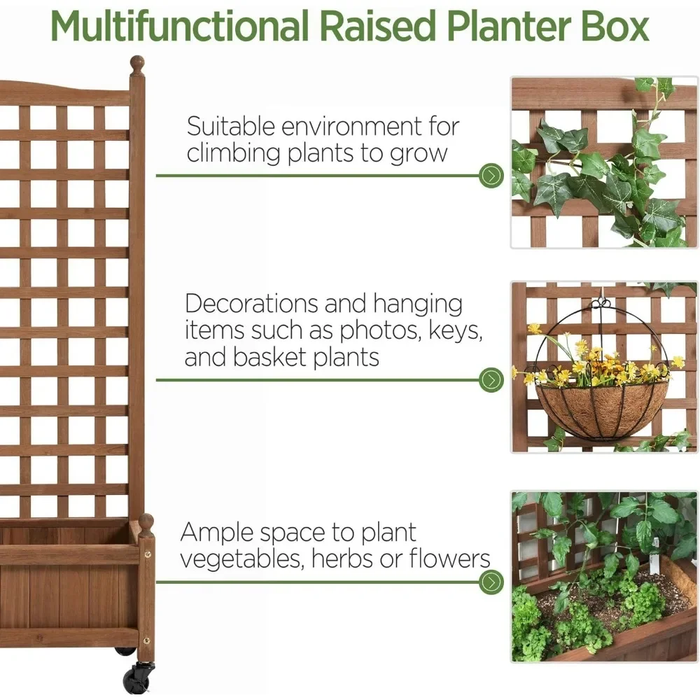 2pcs 50 "H ยกเตียงสวน Trellis & ล้อยืนแนวตั้งพืชสวน Planter กล่องสําหรับ Vine พืชปีนเขา