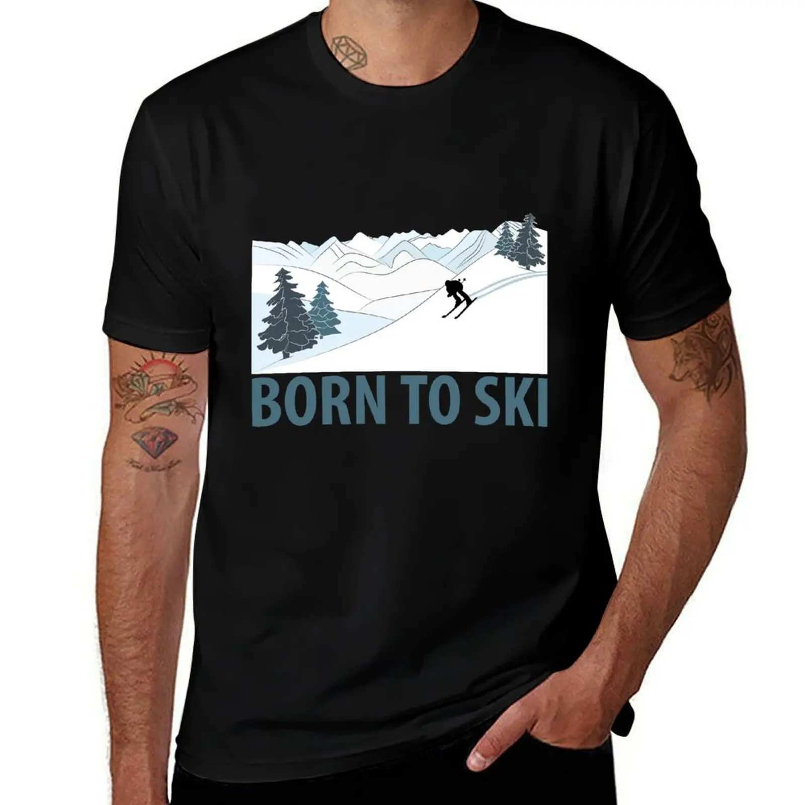 Born to Ski Winter Sports T-Shirt Cool Feeling Summer Tee Shirt