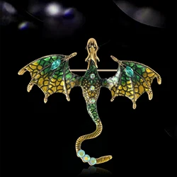 Enamel Flying Dragon Brooches for Men Dragons Pins 8-color Available Office Party Friend Gifts Accessories