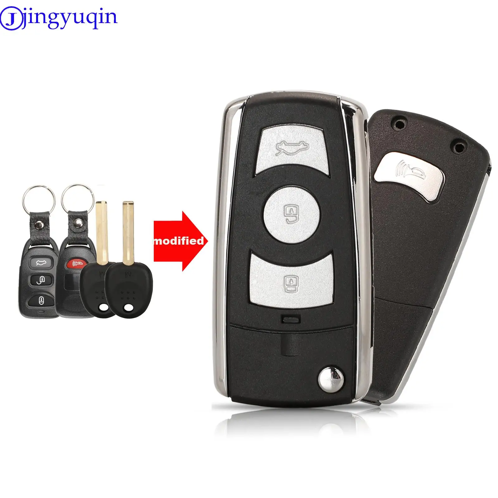 jingyuqin Replacement 4 Buttons Modified Flip Remote Key Shell Case Cover For Hyundai Accent 2016 Sonata Limited 2011