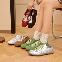 German Training Shoes Women 2026 New Genuine Leather Women Sneakers Flat Lace-up Retro Large Size Forrest Gump Shoes Women