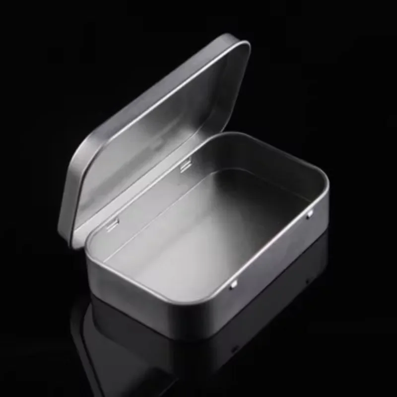 1Pc Metal Rectangular Empty Mini Tin Box Tinplate Push Candy Pill Cases Money Coin Jar Hinged Containers Organizer Storage Box