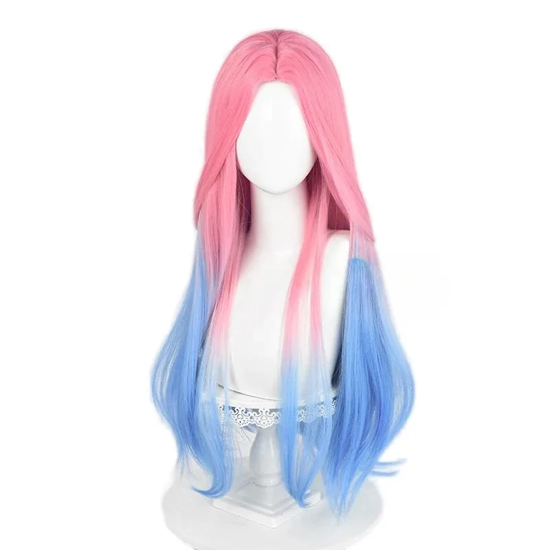 

ALIEN STAGE Косплей Мизи Длинные прямые розовые синие градиентные термостойкие волосы Хэллоуин Костюм Парики для вечеринок + шапочка для парика;3.k'6;d.a;