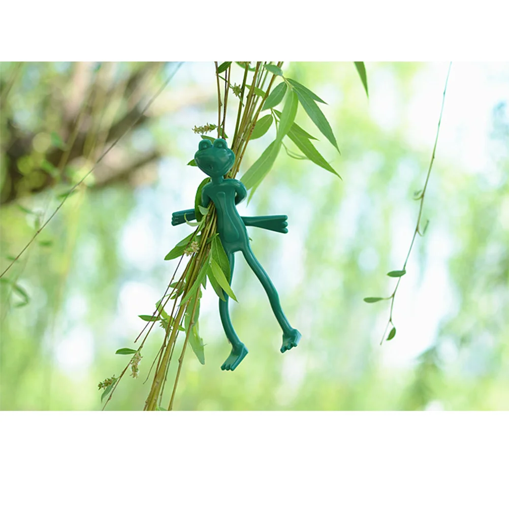 

4 pcs Garden Plant Ties Flexible Plastic Coated Wire For Plant Support Bonsai Growing Frog Shape Reusable Garden Tie