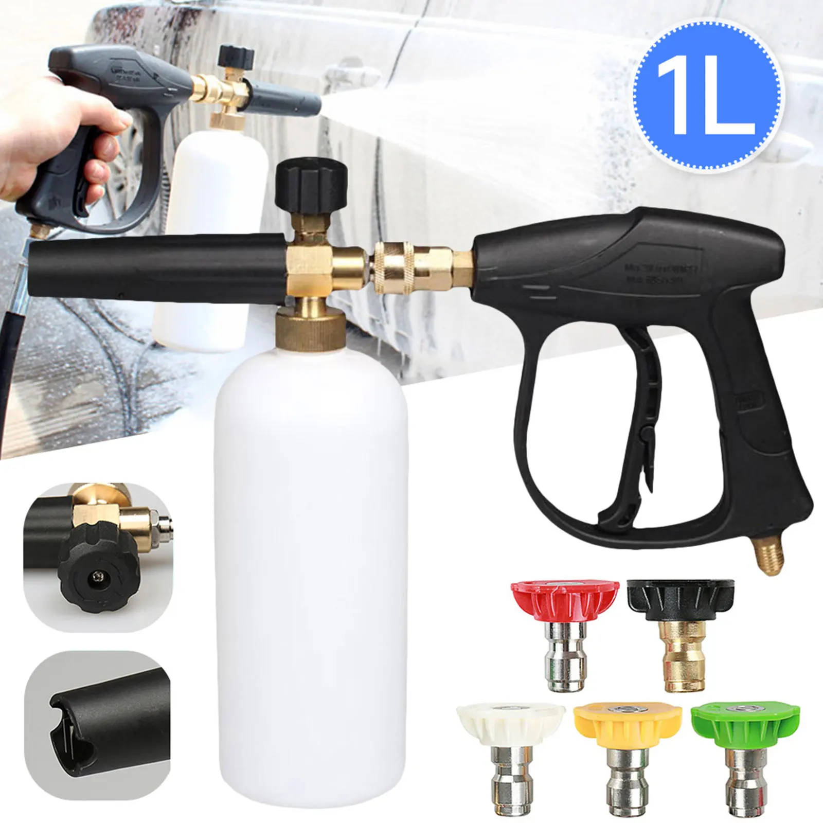 

Car Wash Snow Foam Gun High-pressure Foam Pot High-pressure Cleaning Machine Pot Car Washing Machine Nozzle Foam Pot Full Set