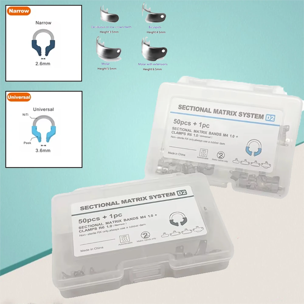 

Набор зажимов для стоматологических матриц, секционная система контурных матриц, металлические матрицы с никель-титановыми зажимными кольцами