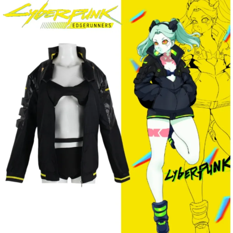 

Rebecca Twin Tails Jacket Cosplay Costume Cyberpunk Edgerunners Anime Character Outfit Full Set for Halloween Stage Performance