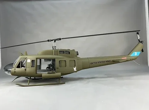 800 Size Bell UH-1D Helicopter Glassfiber Scale Fuselage Body with Mechanic RC Aircraft Hull Model Heli Copter Parts