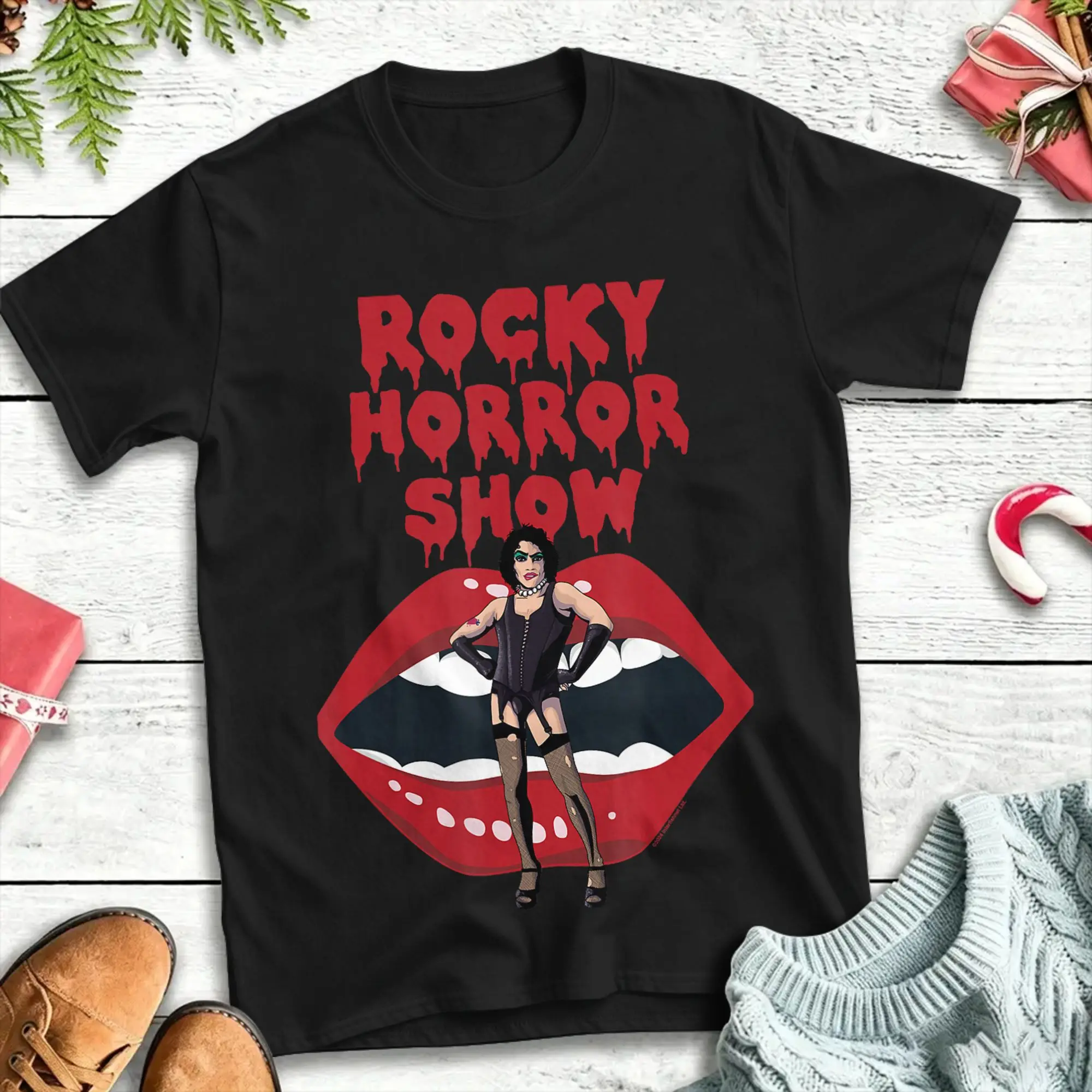 Rocky Horror Show Dr Frank N Furter with Lips T-Shirts  100 Cotton Tops Beach Crewneck Harajuku Casual Tshirt