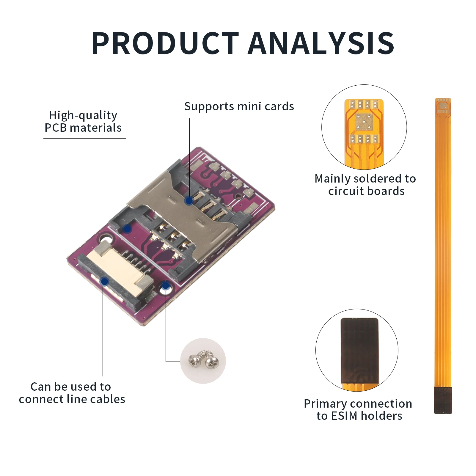 Cavo ESIM a piastra adattatore scheda Mini Testato in laboratorio ESIM, saldato richiesto Per chip da 5 * 6 mm