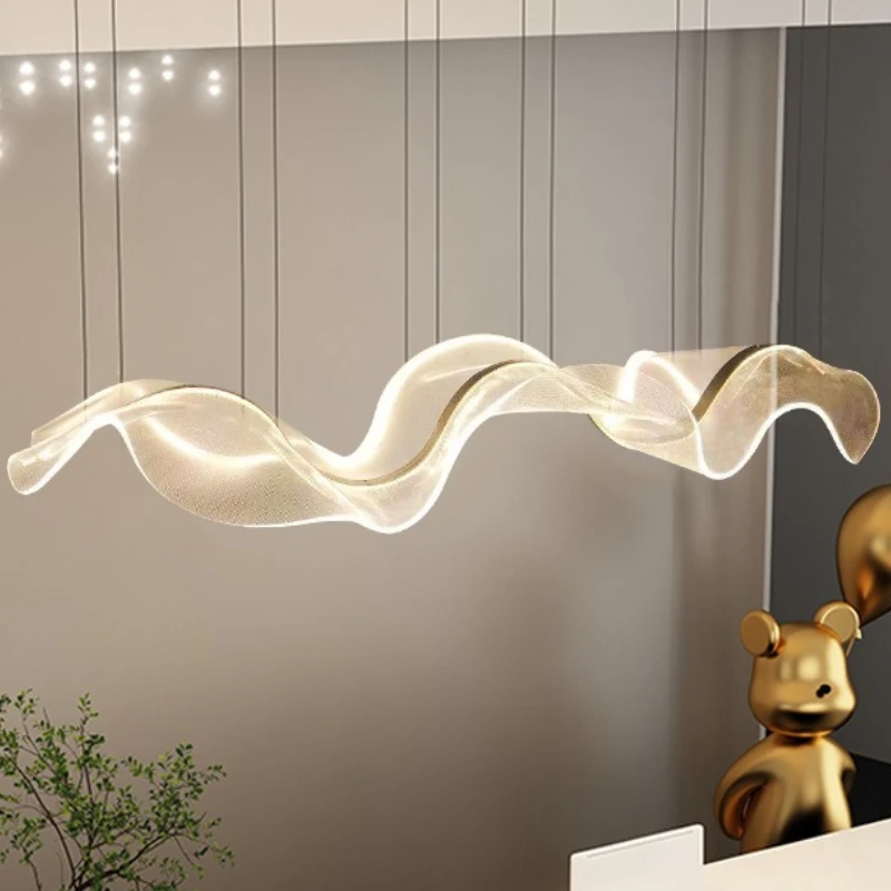 

Nordic Simplicity Acrylic Pendant Light for Restaurant Coffee Shop Atmospheric Ambiance Circular Disk Wavy LED Lighting Fixtures