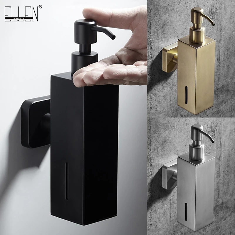 

ELLEN Bathroom Soap Dispenser Wall Mounted Antique Bronze Square Liquid Dispenser Kitchen Dispenser ELM328A