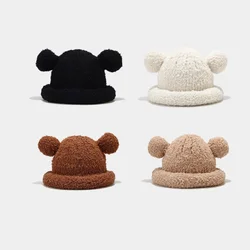 Internet Famous Hat Women's Double Ball Mickey Ears Plush Hat Autumn and Winter Soft Glutinous Skin-Friendly Cold-Resistant Buck