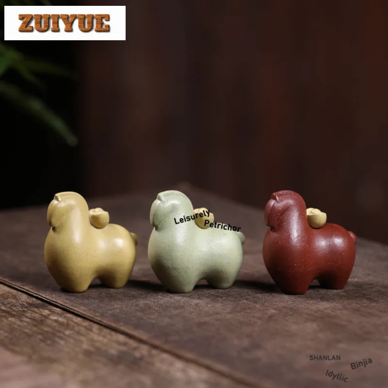 

Yixing Purple Clay Fortunate Horse Tea Pet Antique Exquisite Miniatures Tea Figurine Play Toys Tea Statue Ornaments Collection