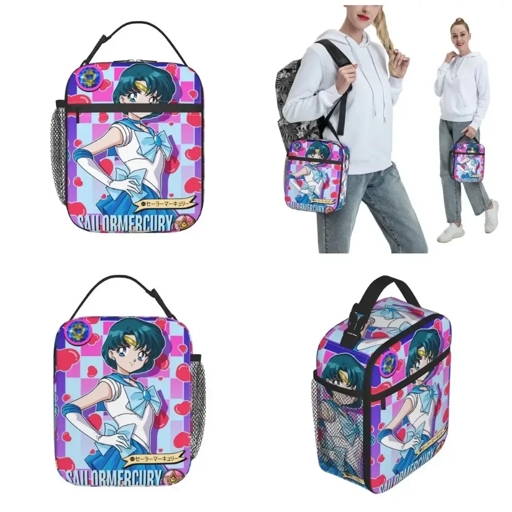 Insulated Lunch Boxes Sailor Mercury Cartoon Girl Merch Sailor Moon Lunch Container 2024 New Cooler Thermal Lunch Box For School